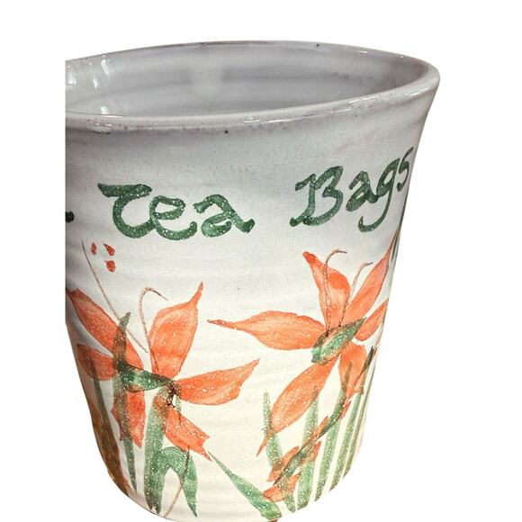 Pottery Used Tea Bags Pot Flower Floral Studio Pottery Handmade - Picture 7 of 8